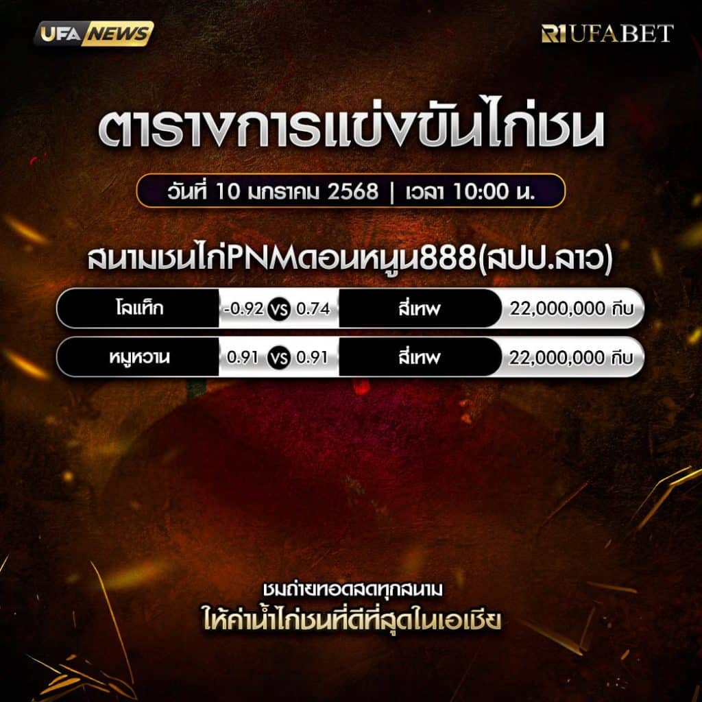 ตารางไก่ชน 10-01-68