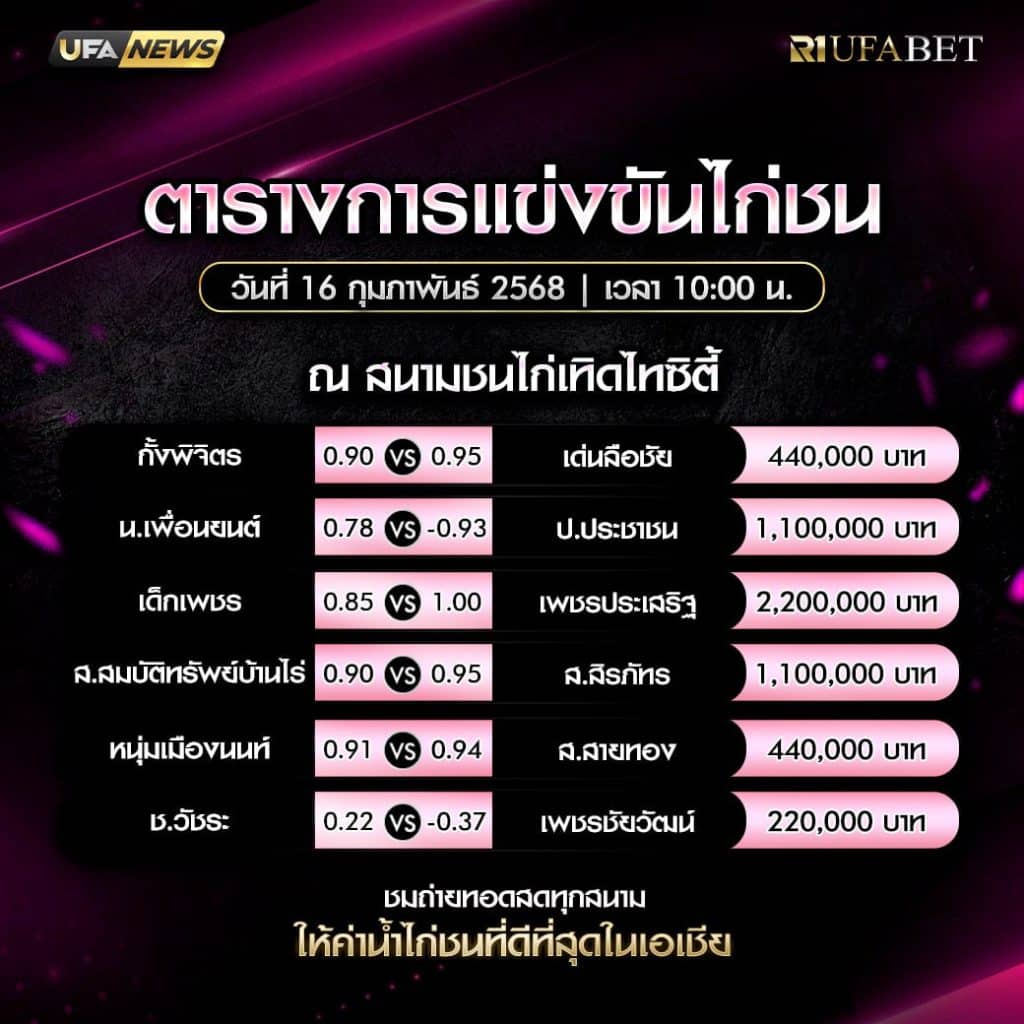 ตารางไก่ชน16-02-68