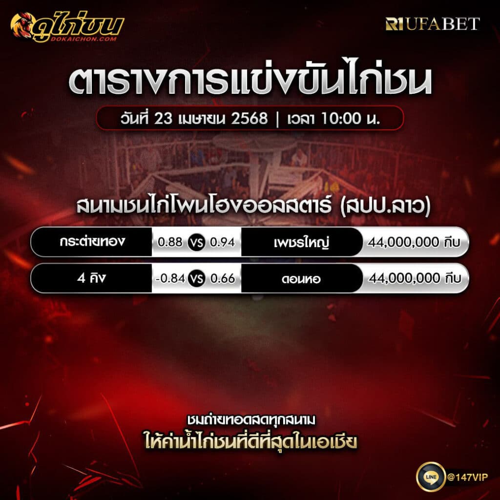 ตารางไก่ชน23-04-68