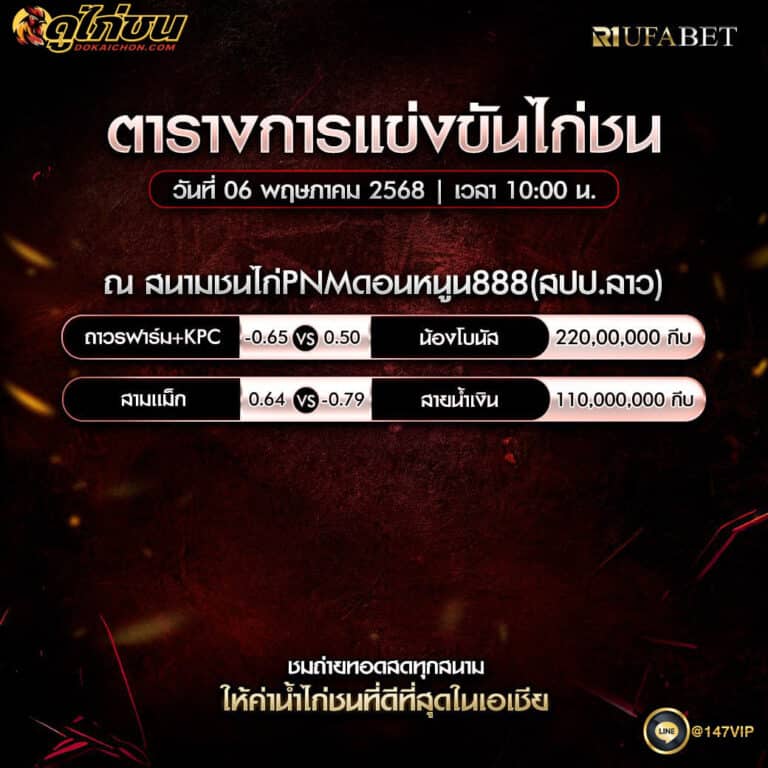 ตารางไก่ชน06-05-68