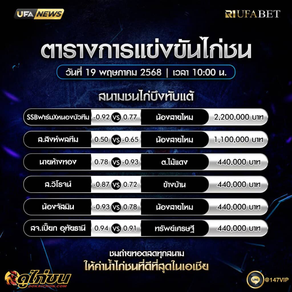 ตารางไก่ชน19-05-68