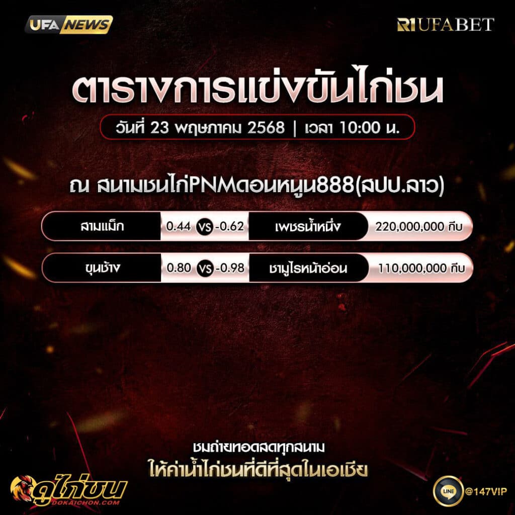 ตารางไก่ชน23-05-68