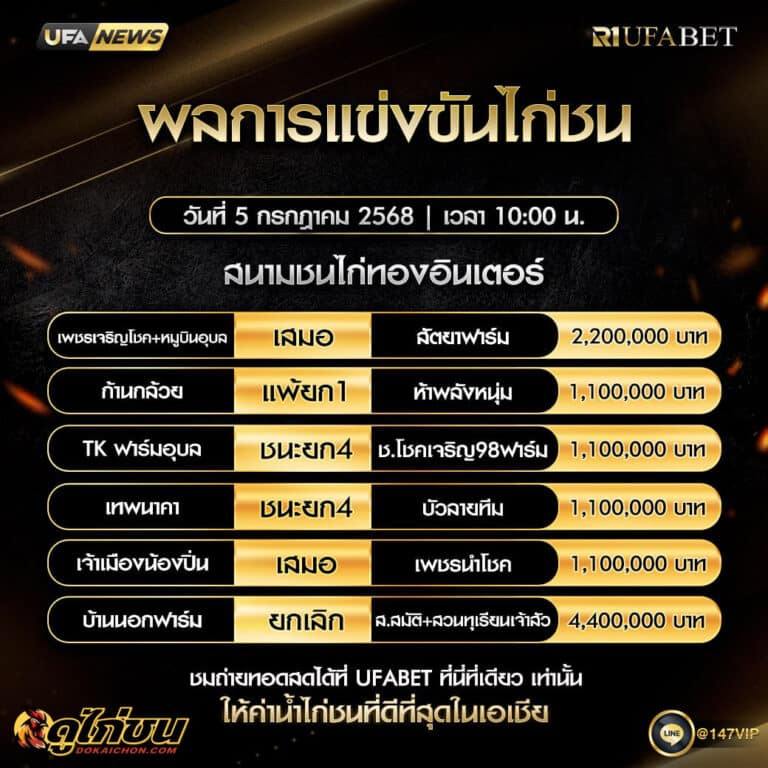 ผลไก่ชน 5-7-68