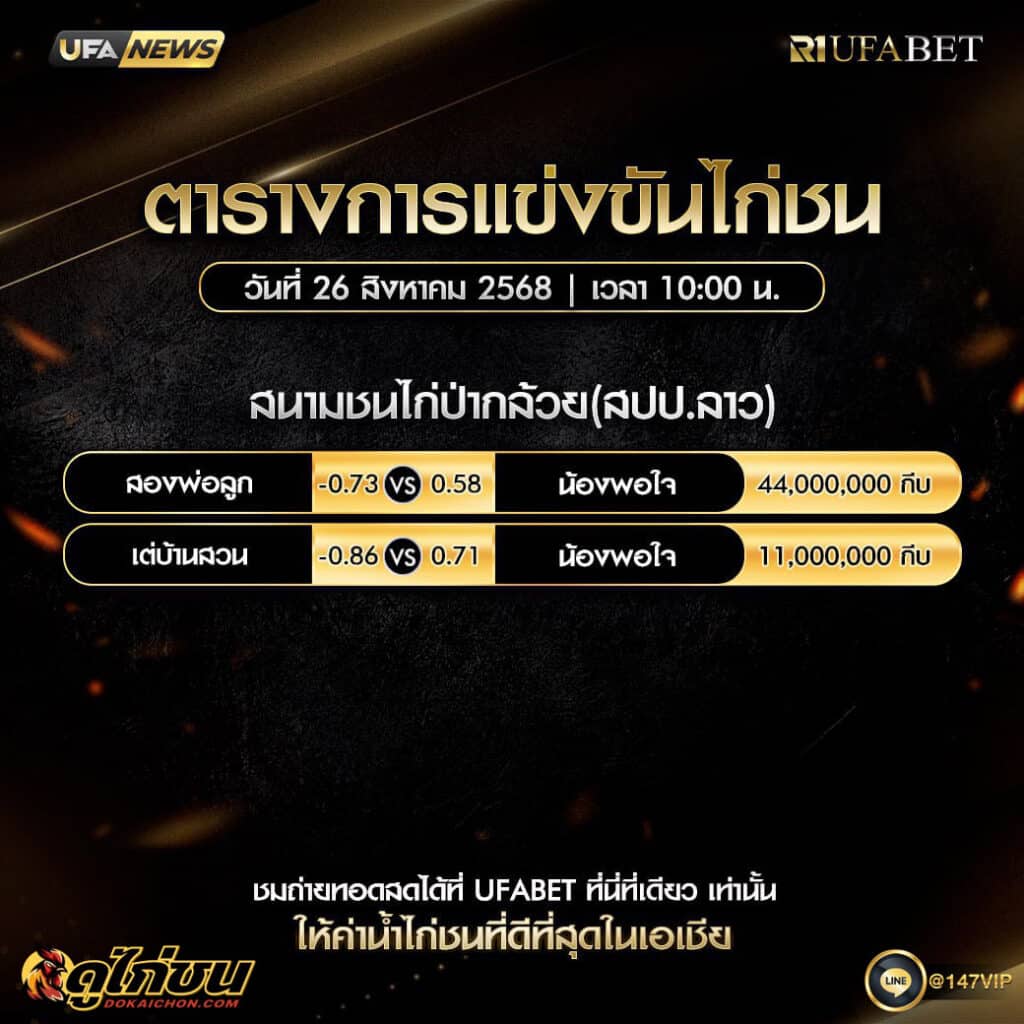 ตารางไก่ชน26-08-68