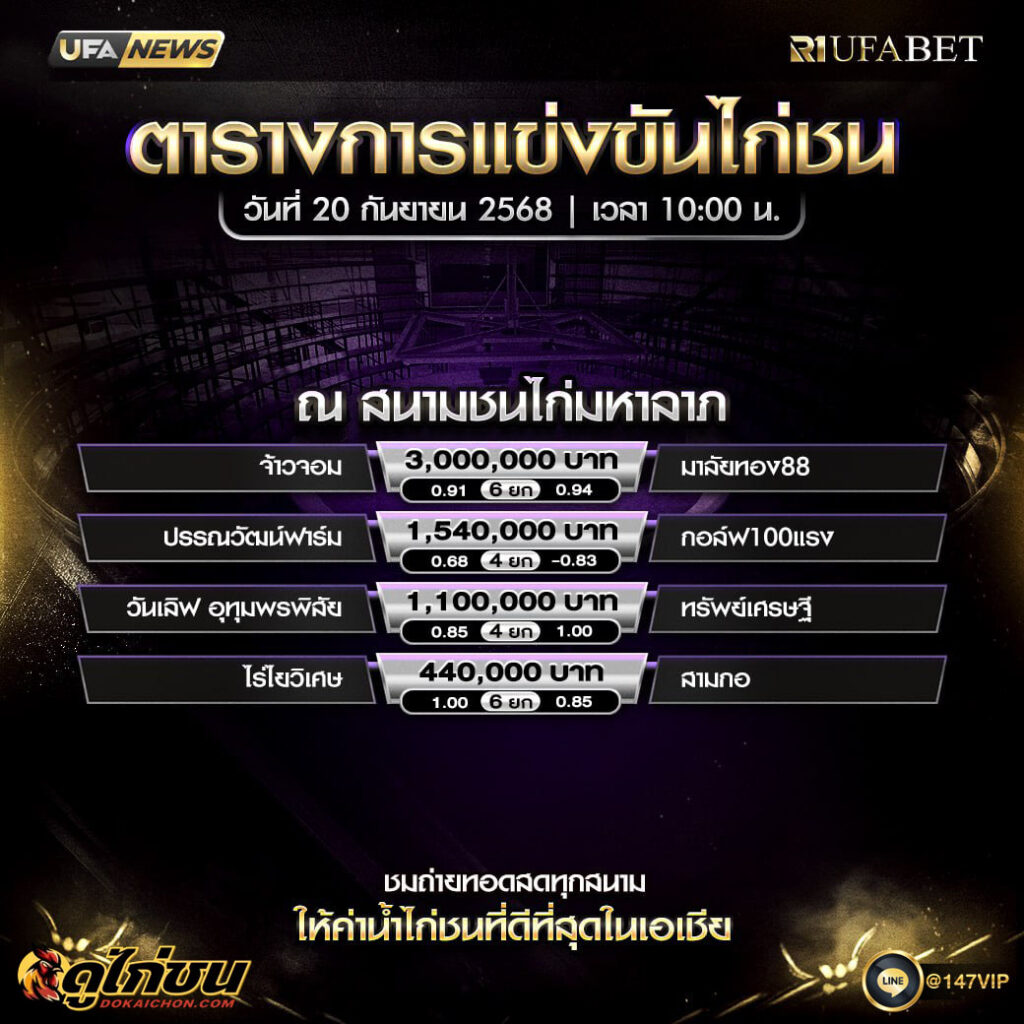 ตารางไก่ชน 20-9-68
