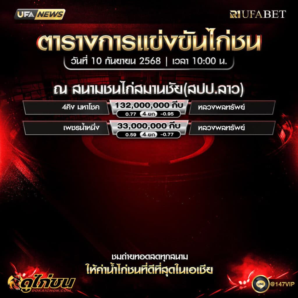 ตารางไก่ชน10-09-68