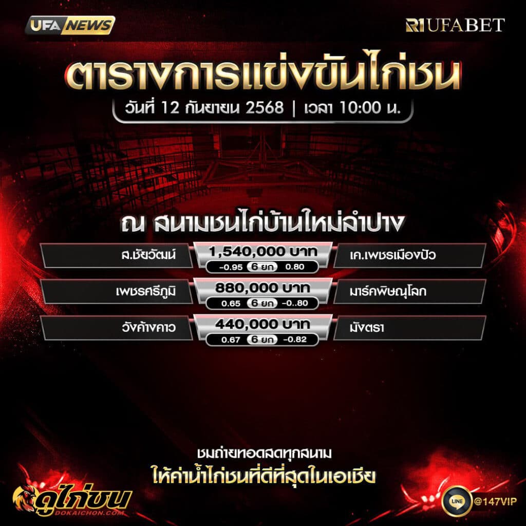 ตารางไก่ชน11-09-68