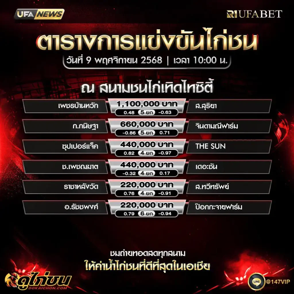 ตารางไก่ชน09-11-68