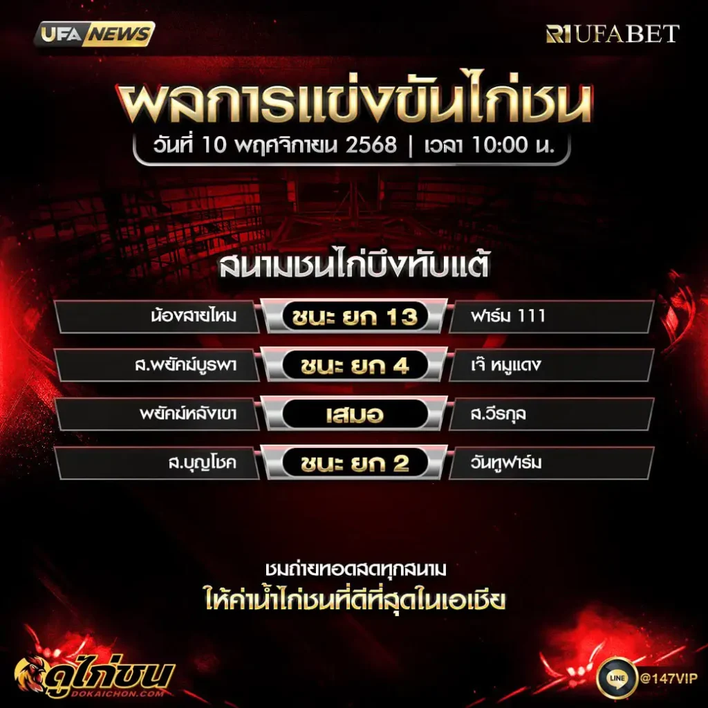 ผลไก่ชน 10-11-68