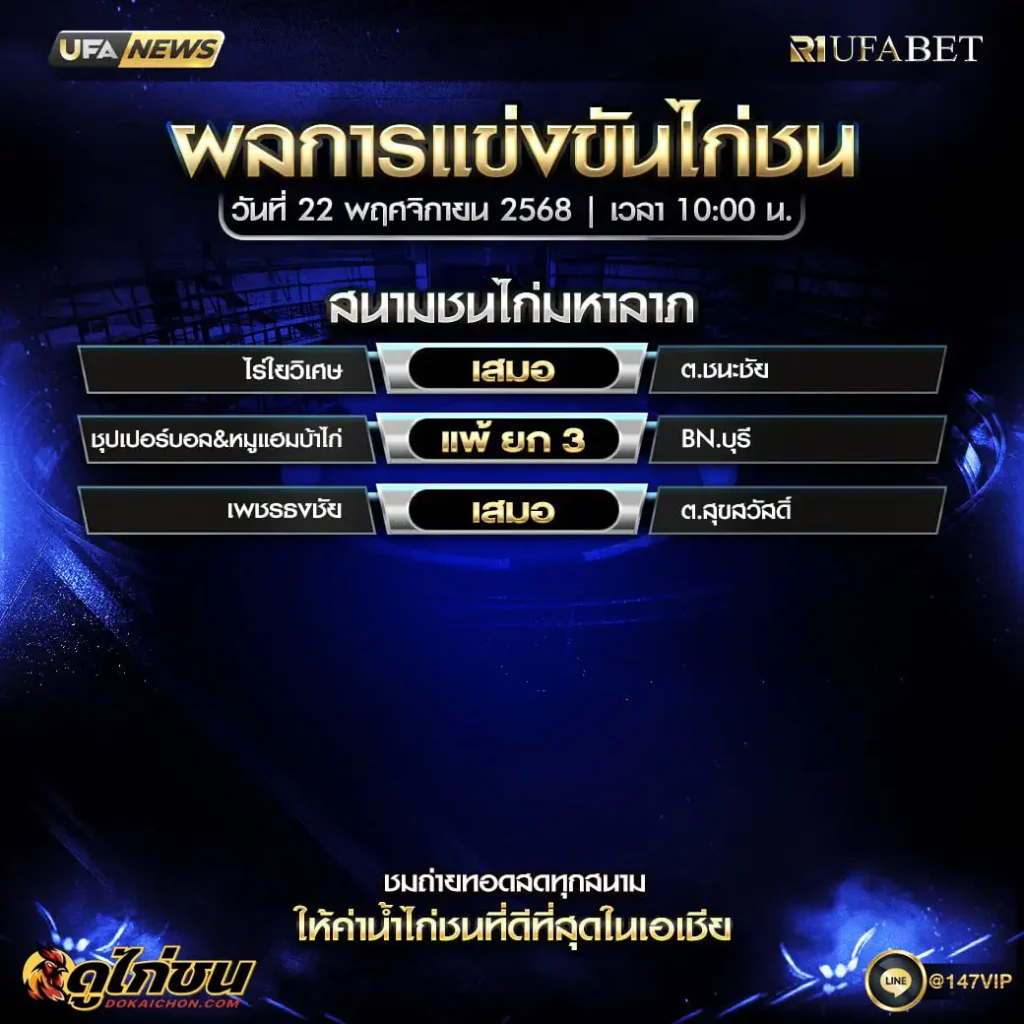 ผลไก่ชน 22-11-68