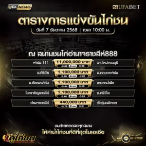 ตารางไก่ชน 07-12-68