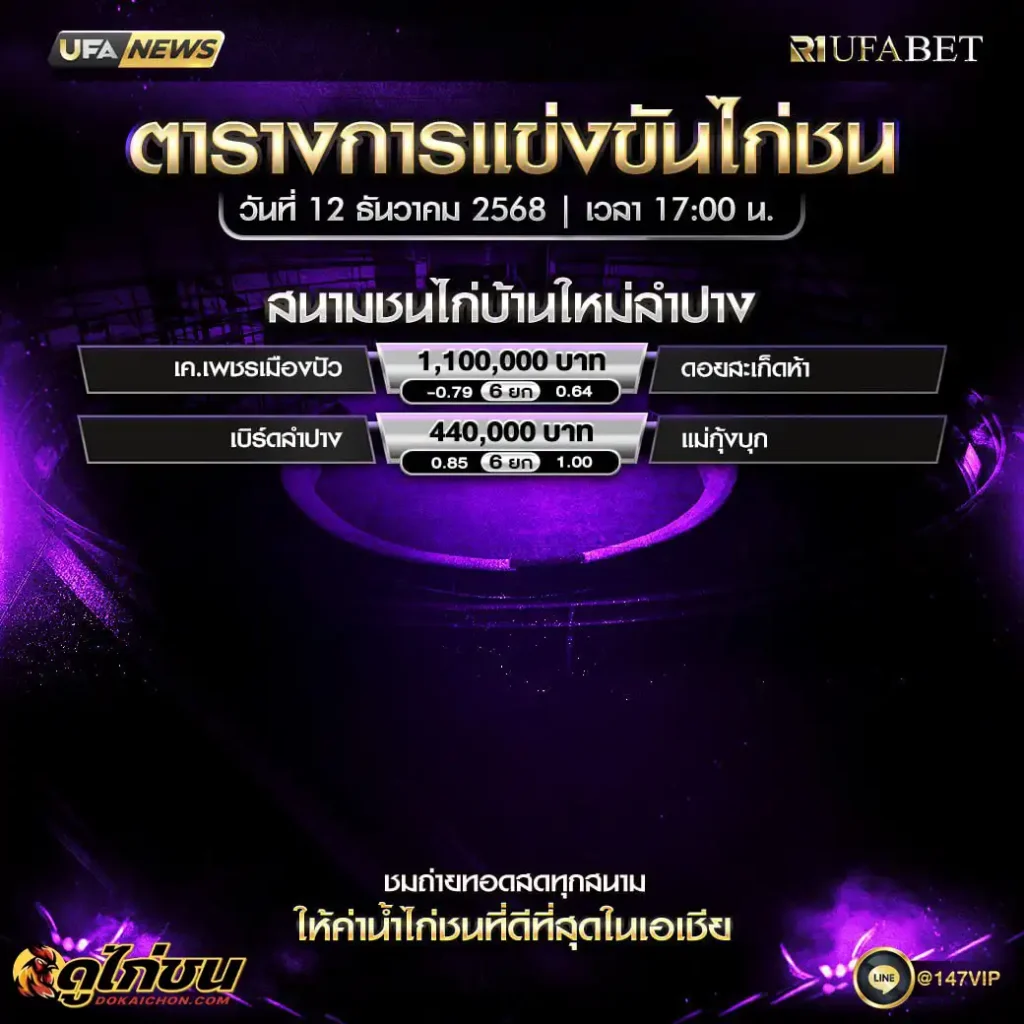 ตารางไก่ชน12-12-68