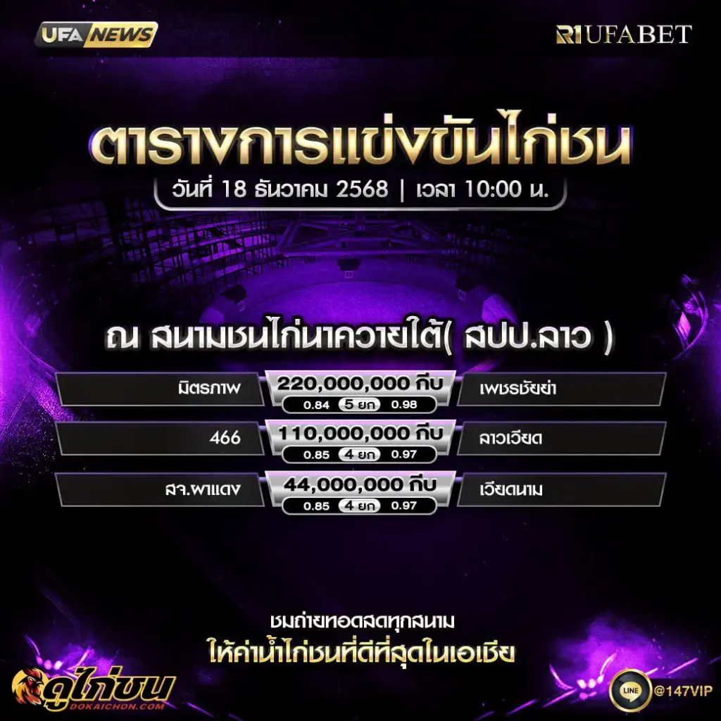 ตารางไก่ชน18-12-68