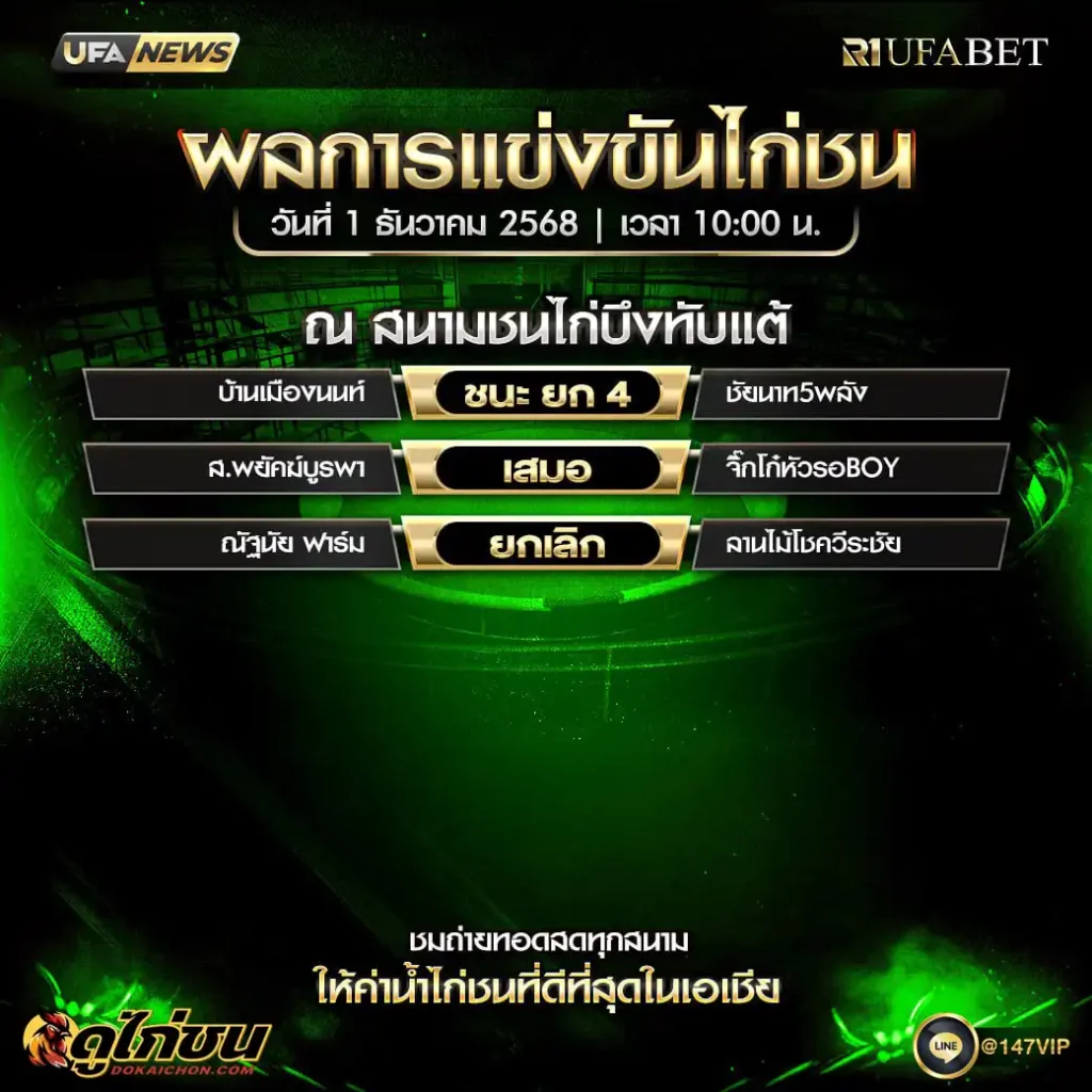 ผลไก่ชน 01-12-68