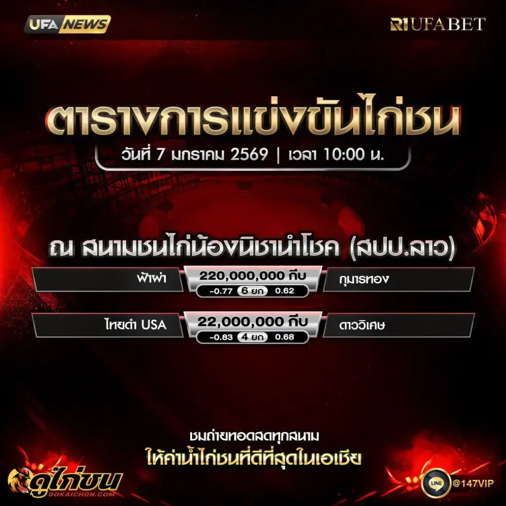 ตารางไก่ชน07-01-69